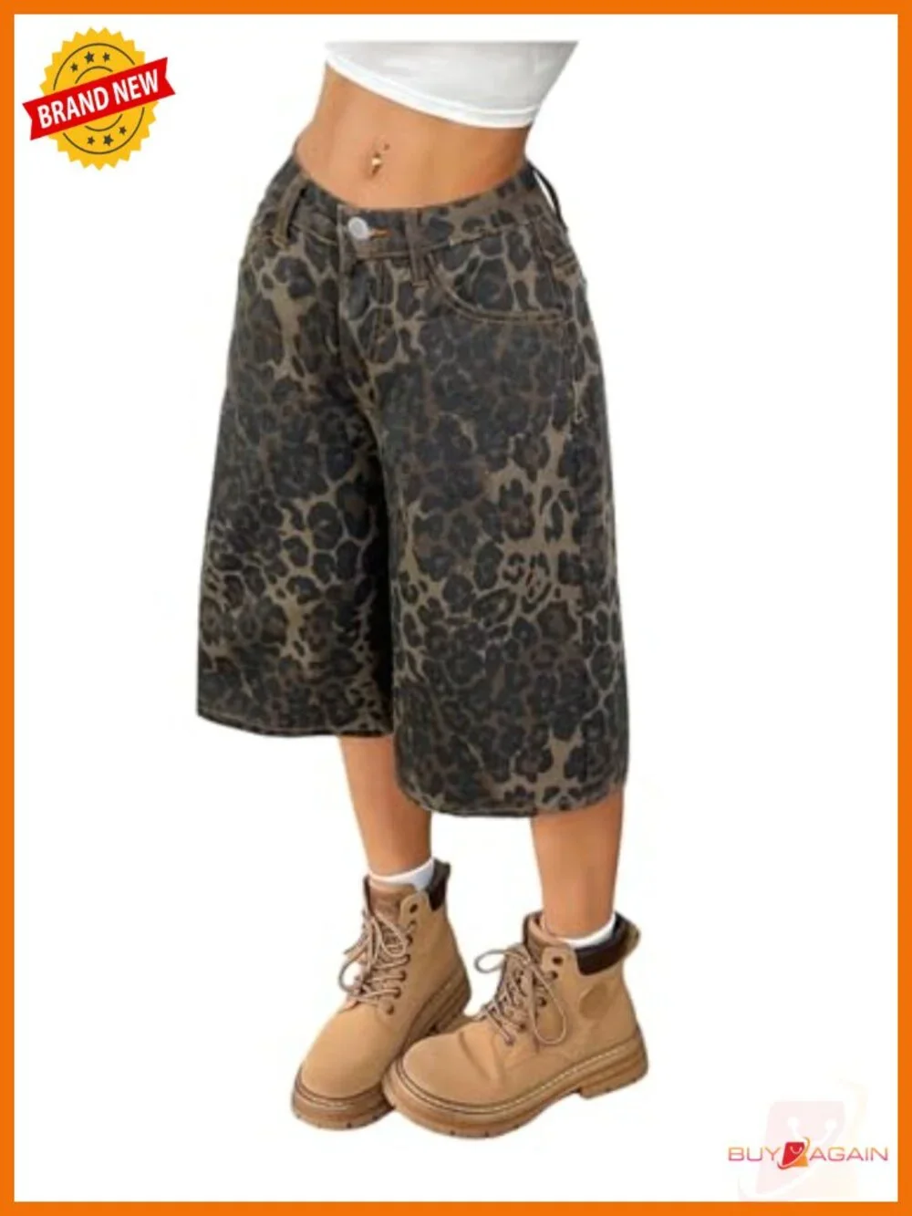 Low Rise Baggy Wide Leg Cargo Bermuda Shorts with Pockets